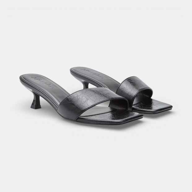 Women's sandal with matching strap and heel, Black