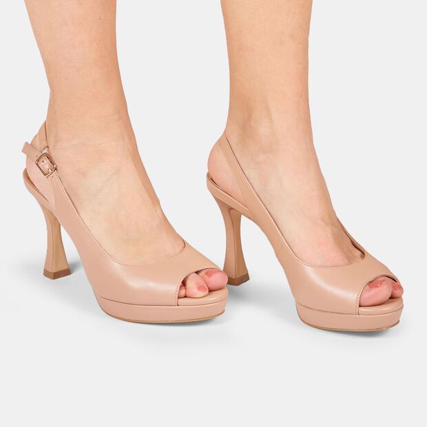 BATA Women's Slingback Open-Toe with 9cm Heel, Nude