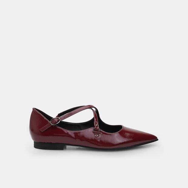 BATA Women's Crossed Double Strap Ballerinas, Bordeaux