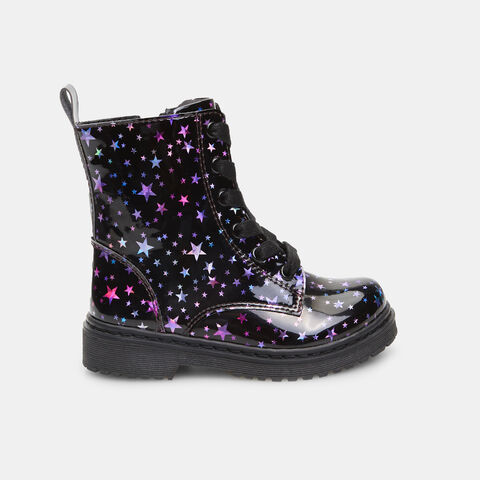 Bottes vernies pour fille avec étoiles, Noir