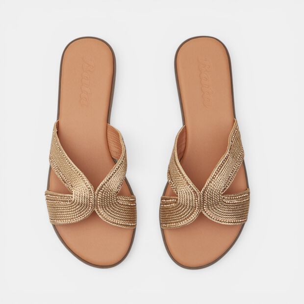 Women's flat woven slippers, Nude