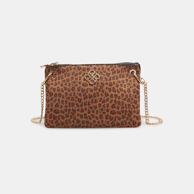 Bata Red Label Women's Bag with Animal Print and Chain Strap, Animal