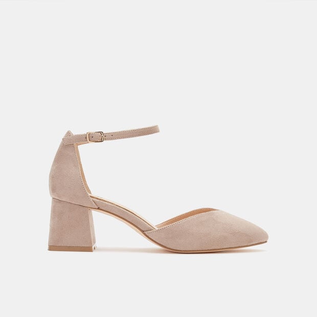 Pointed Pumps With Square Heel, Beige