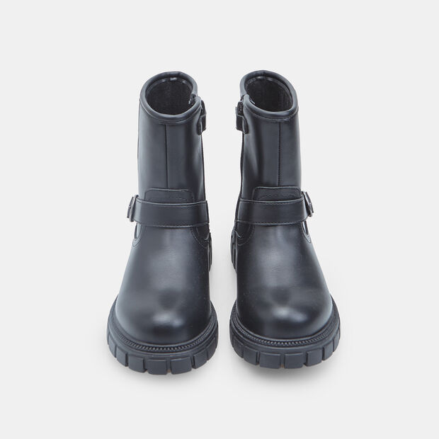 Stiefelette für Mädchen mit Schnalle und Krokodillederprägung Bata, Schwarz