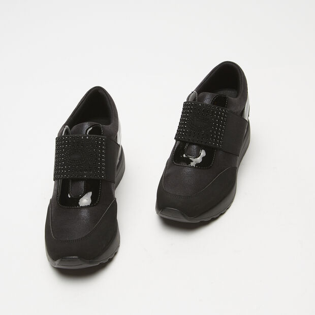 Damen-Sneaker mit Keilabsatz, Schwarz
