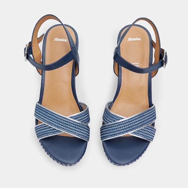 Women's Sandal with 9.5 cm Wedge BATA, Blue
