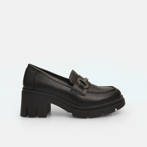 Mocassins pour femme Bata Red Label avec talon midi et barrette, Noir