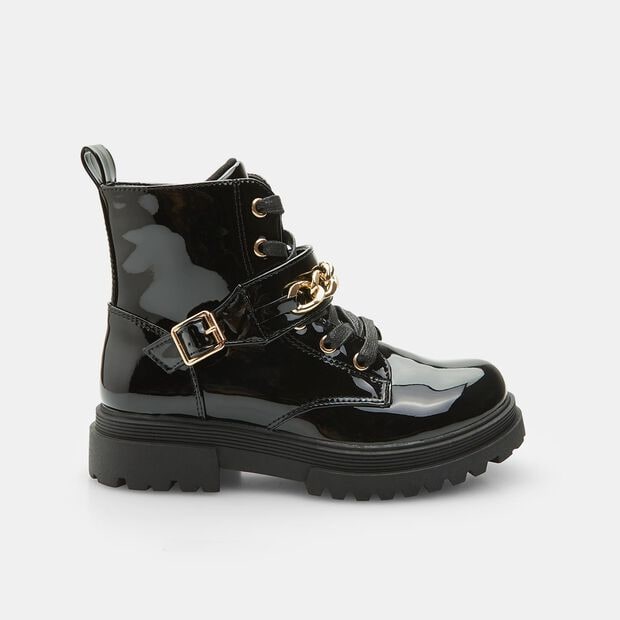M&auml;dchen Stiefeletten mit Kette, Schwarz