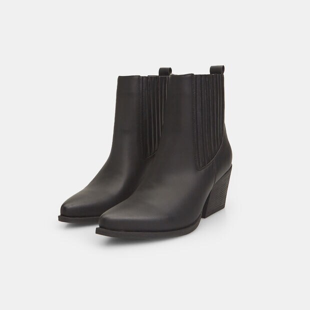 Texanische Damenstiefeletten mit mittelhohem Absatz, Schwarz