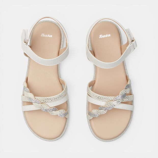 Bata girls' sandals with crossed straps, White