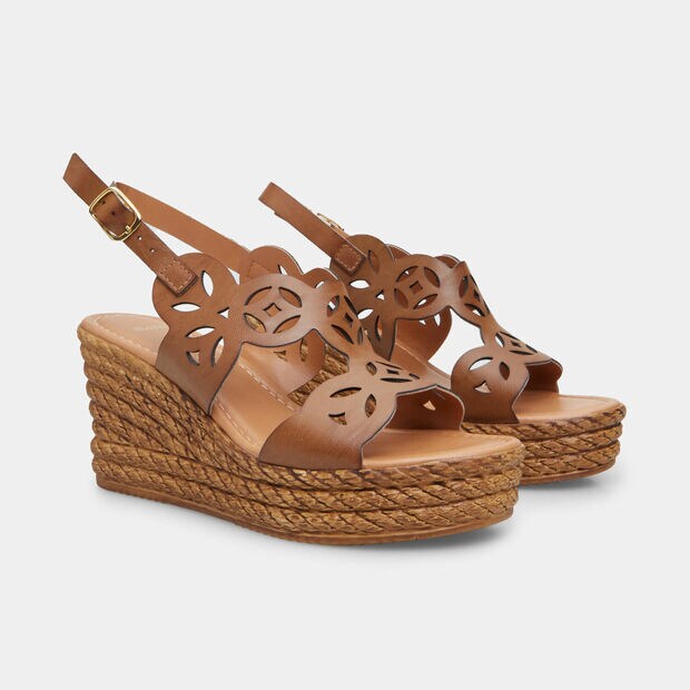 Damen-Sandale mit 8 cm Keilabsatz BATA, Braun