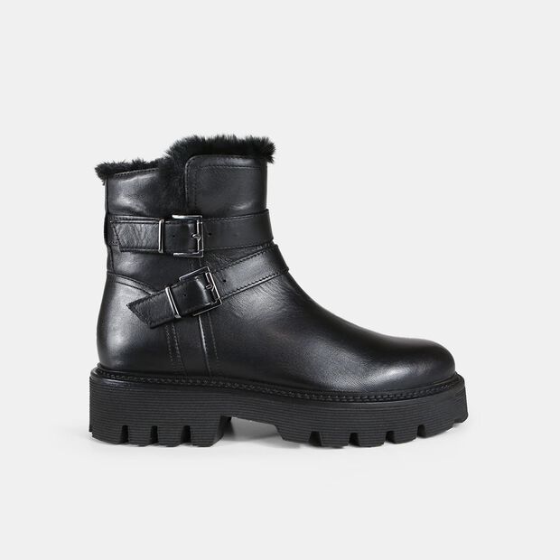 Women's leather ankle boot, Black