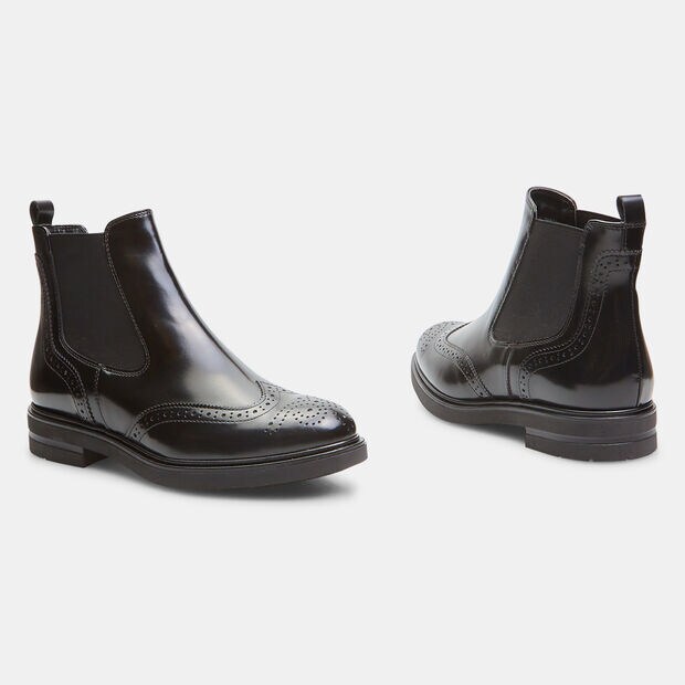 Damen Chelsea Boots aus lackiertem Leder, Schwarz