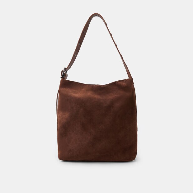 Women's suede hobo bag by Bata, Brown