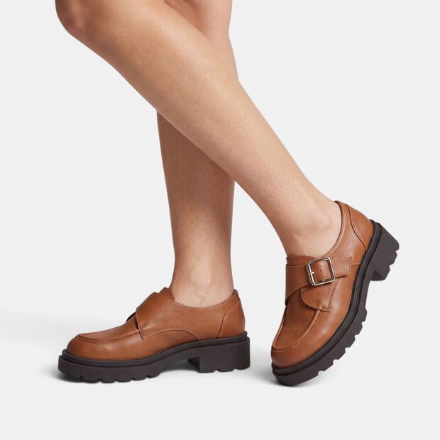 Women's monk shoe with Bata track sole, Brown