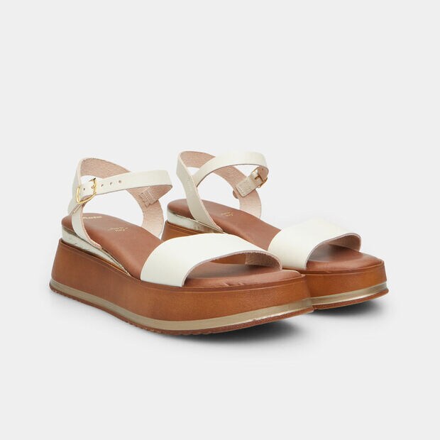 Women's leather sandal with 6 cm platform sole BATA, White