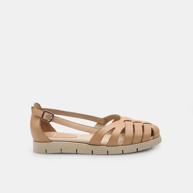 Bata Women's Leather Ballet Flats, Beige