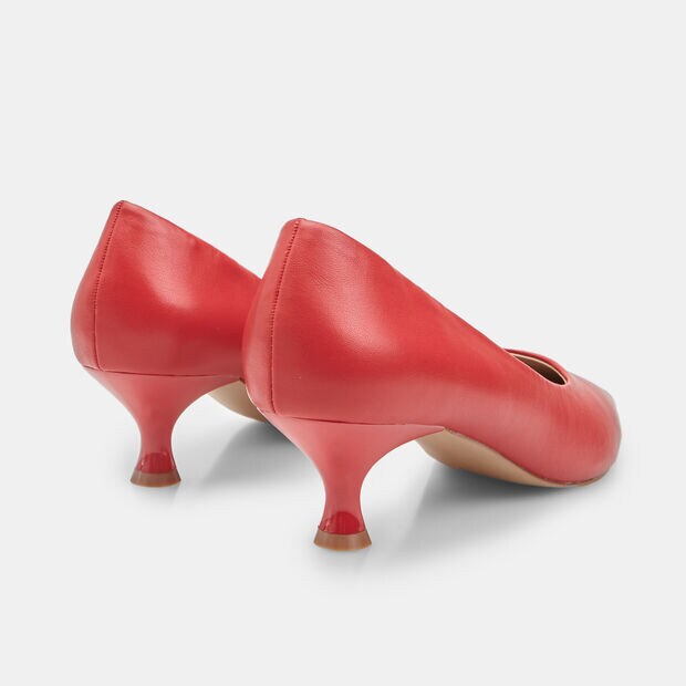 Damenpumps mit mittelhohem Absatz und spitzer Schuhspitze, Rot