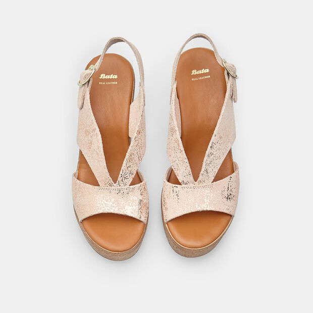 BATA Women's Nubuck Wedge Sandals, 