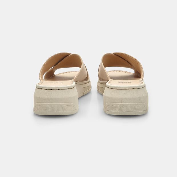 BATA Women's Leather Sandals with Platform, Beige