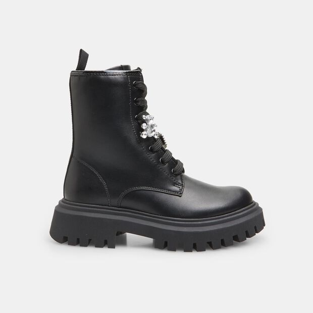 M&auml;dchenstiefel mit abnehmbarem Accessoire, Schwarz