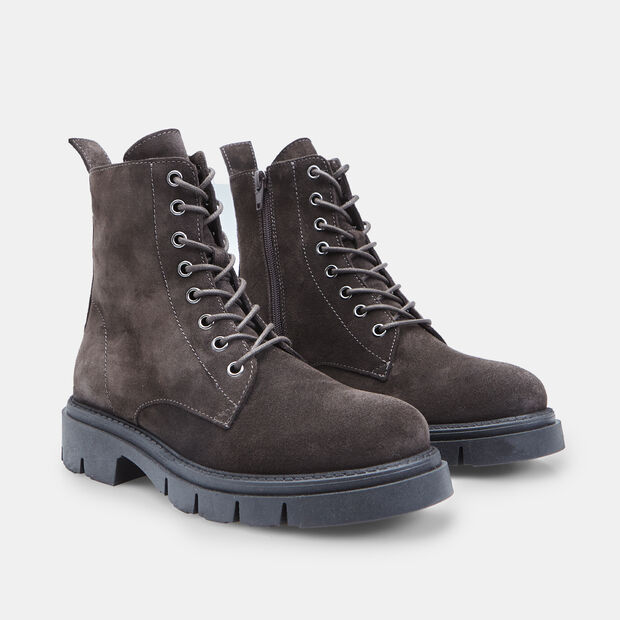 Women's lace-up suede ankle boots, Brown