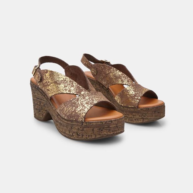 BATA Women's Nubuck Wedge Sandals, Brown
