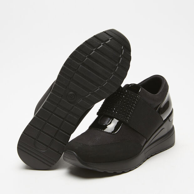 Damen-Sneaker mit Keilabsatz, Schwarz