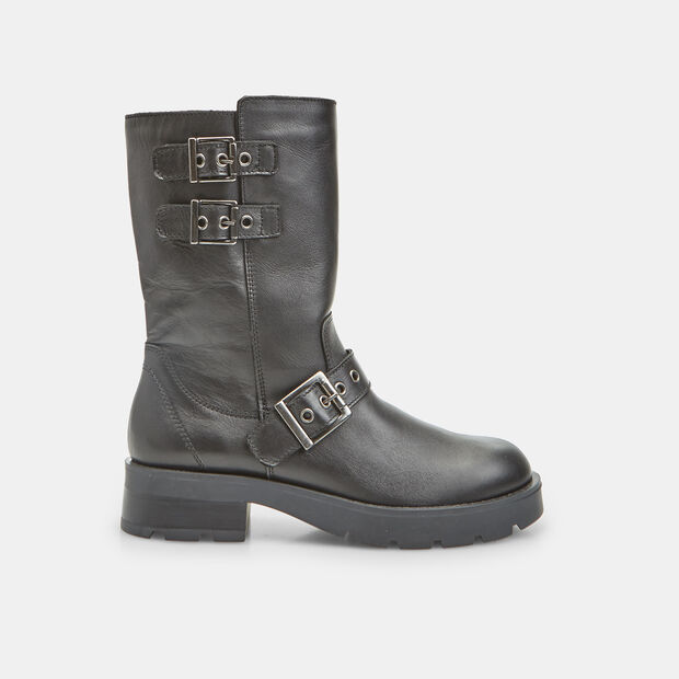 Bottine en cuir avec double boucle pour femme Bata, Noir