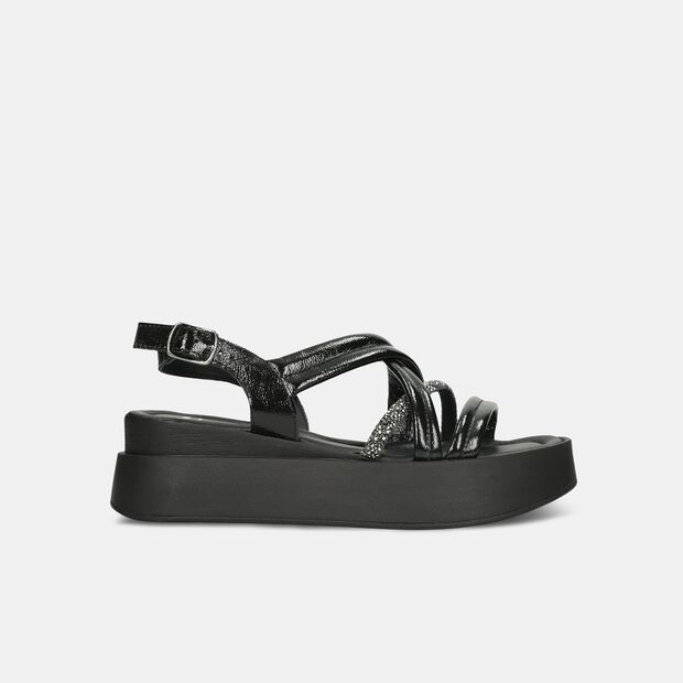 Ledersandalen f&uuml;r Damen, Schwarz