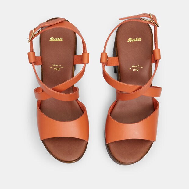 Women's Leather Sandals with 8.5 cm heel BATA, 