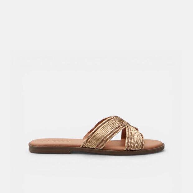 Women's flat woven slippers, Nude