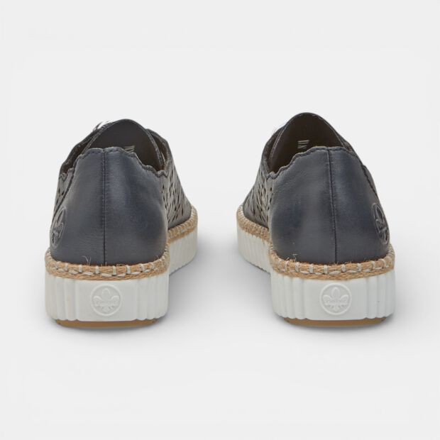 Baskets pour femmes en cuir perfor&eacute; Rieker, Bleu