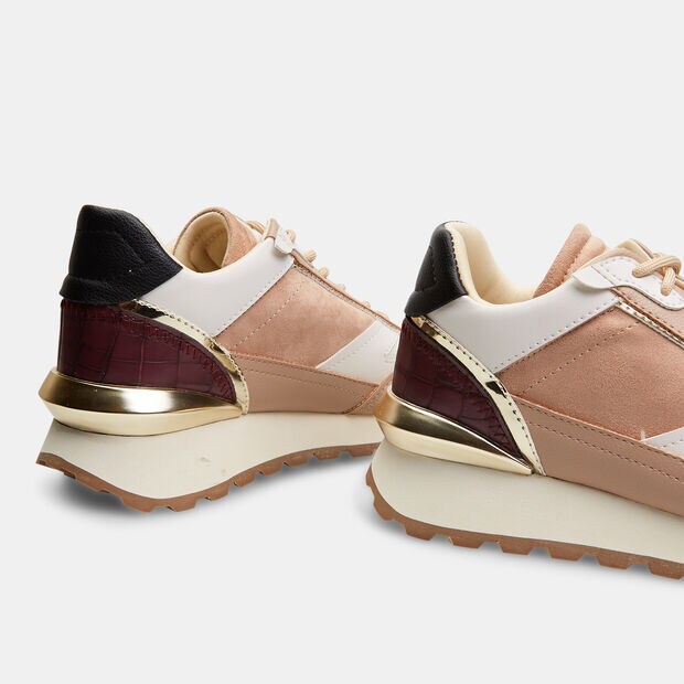 Sneakers de mujer con suela alta e inserciones, Beige