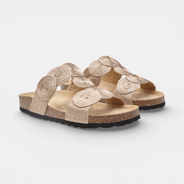 Sandale Fussbett avec double bride d&eacute;cor&eacute;e Bata, Marron