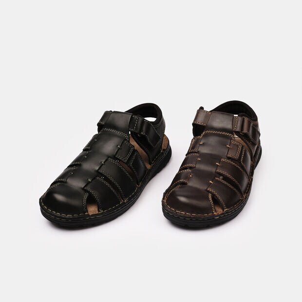 Sandales pour homme en nubuck, Marron