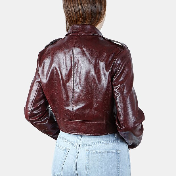 Damen Kunstleder Bikerjacke von BATA, Bordeaux