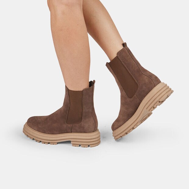 Women's Suede Bootie with Track Sole, 