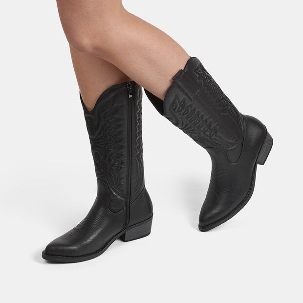Frauen Cowboy Stiefel mit 3,5 cm Absatz, Schwarz