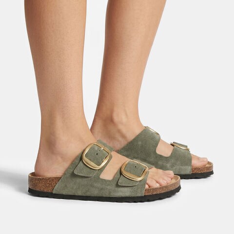Mule pour femme en nubuck, Vert