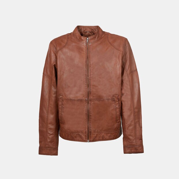 Men's leather biker, Tan