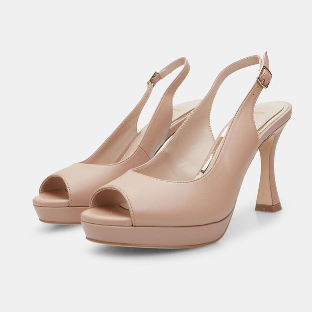 BATA Women's Slingback Open-Toe with 9cm Heel, Nude