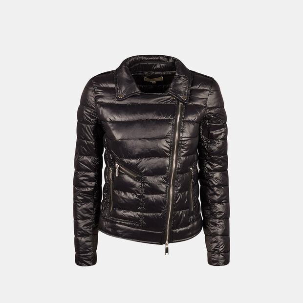 Doudoune courte biker pour femme, Noir