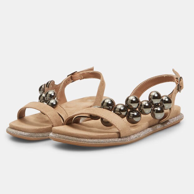 Flache Sandalen f&uuml;r Damen, Taupe