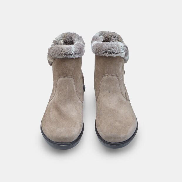 Casual ankle boot in suede with eco fur Bata, Tan