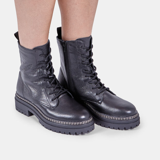 Damen-Schnürstiefelette aus Leder von Bata, Schwarz