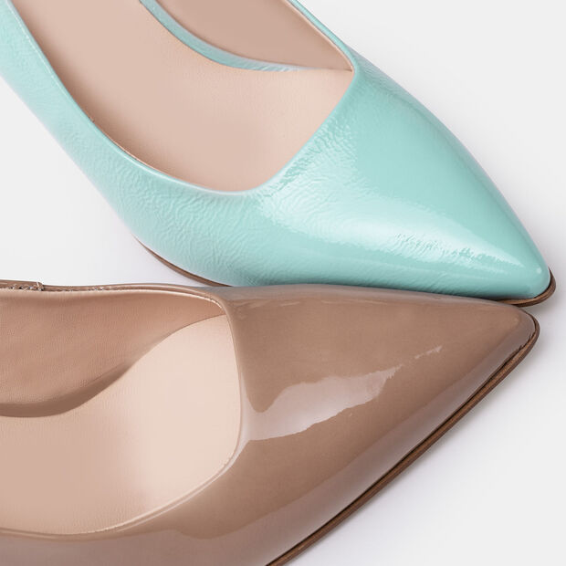 Women&rsquo;s leather slingbacks with 10cm heel, Blue