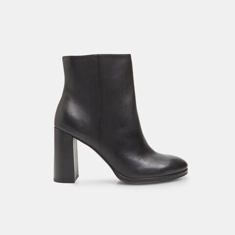 BATA Women's Leather Ankle Boot with Heel, Black