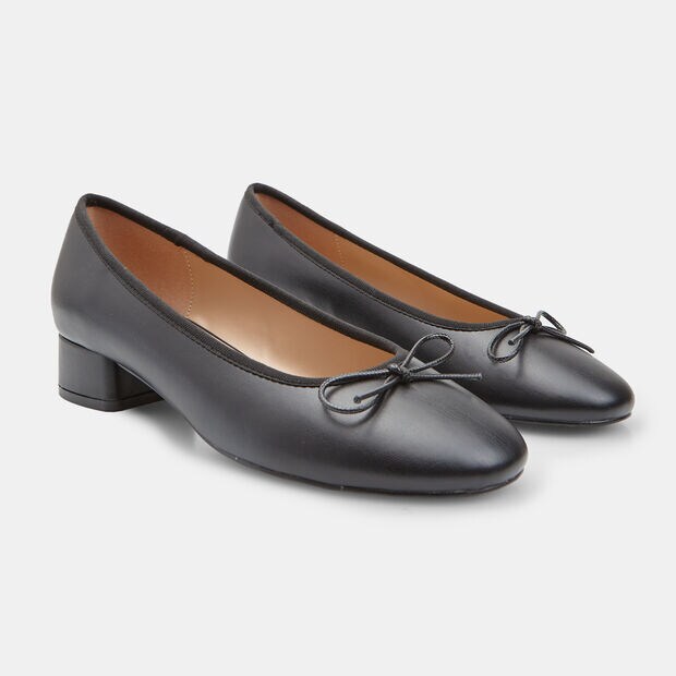 Women's ballerina with bow and block heel Bata, Black