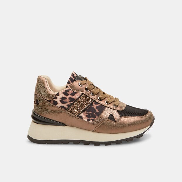 Sneakers de mujer con detalle animal print, Taupe